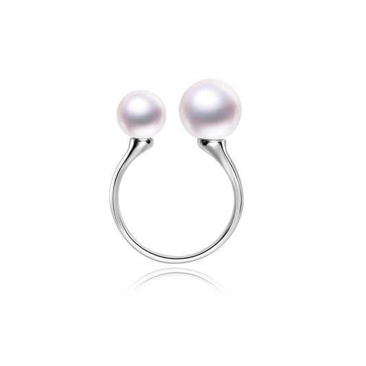 Double Cultured Pearl Ring - 9mm 7mm